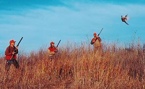 Hunters in a field near Pratt